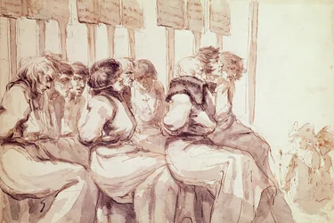Leden van het revolutionaire comité van de factie van de Rode Muts, eind 18e eeuw